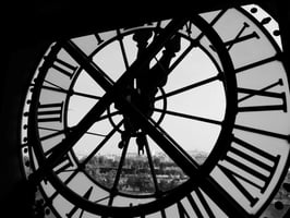 behind a tower clock