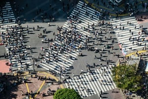 Crowded crosswalks from above