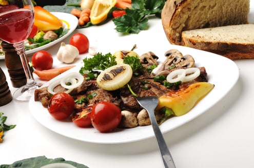 Delicious prepared and decorated food on table in restaurant-2
