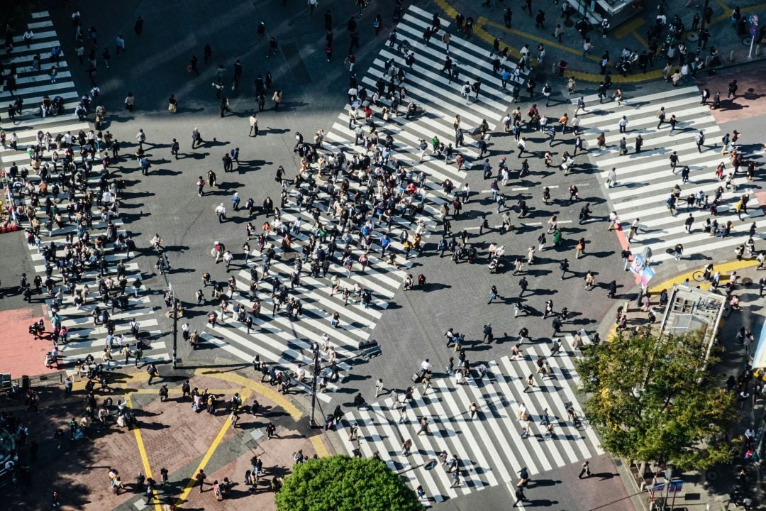Crowded crosswalks from above