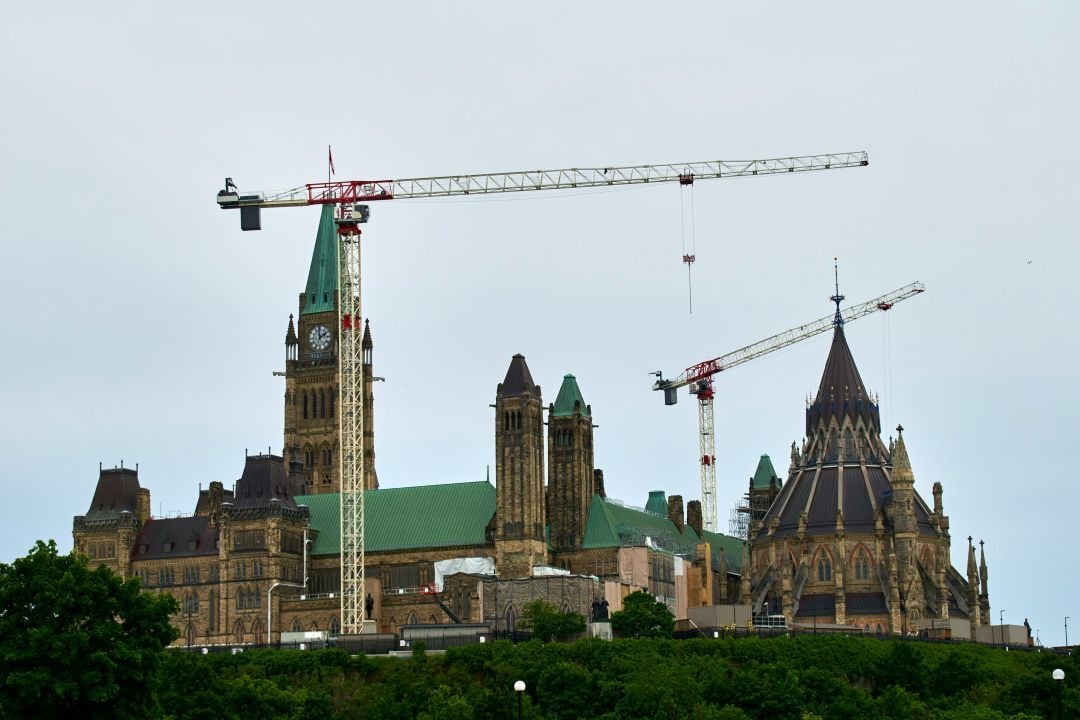 Canada Parliament Hill with cranes